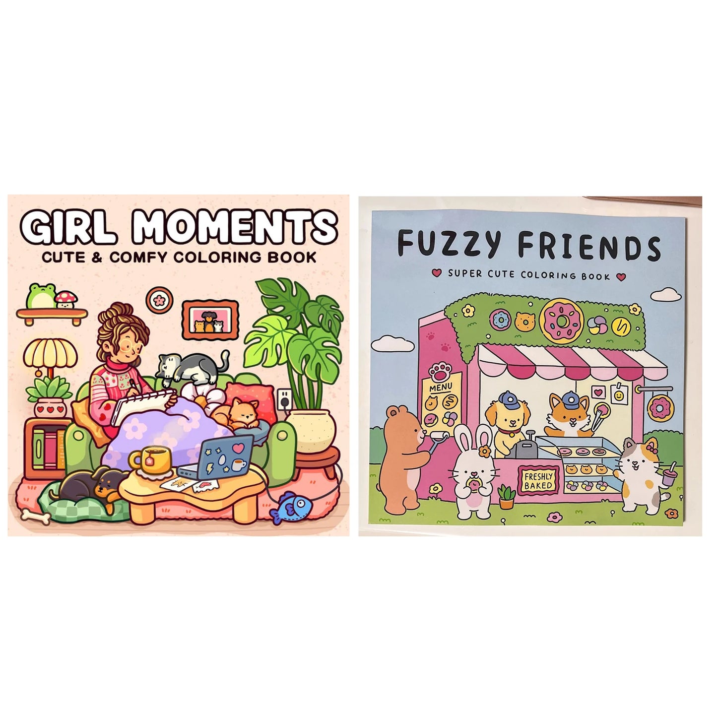 coloring book collection: cozy, adorable spaces with bold thick lines