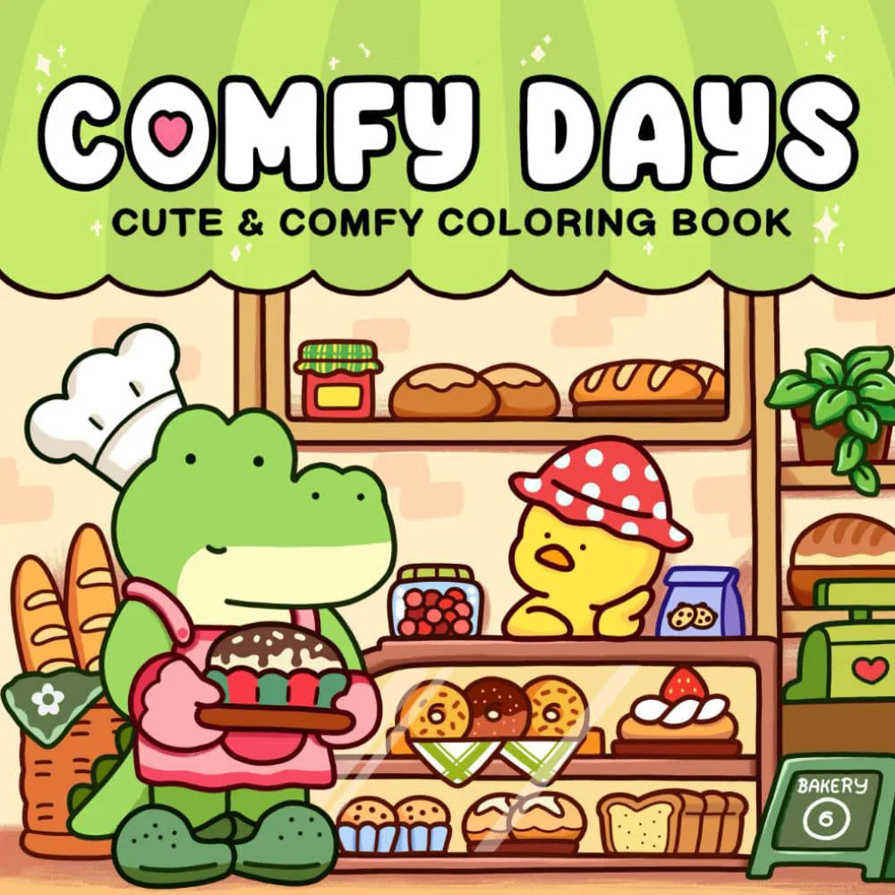 coloring book collection: cozy, adorable spaces with bold thick lines