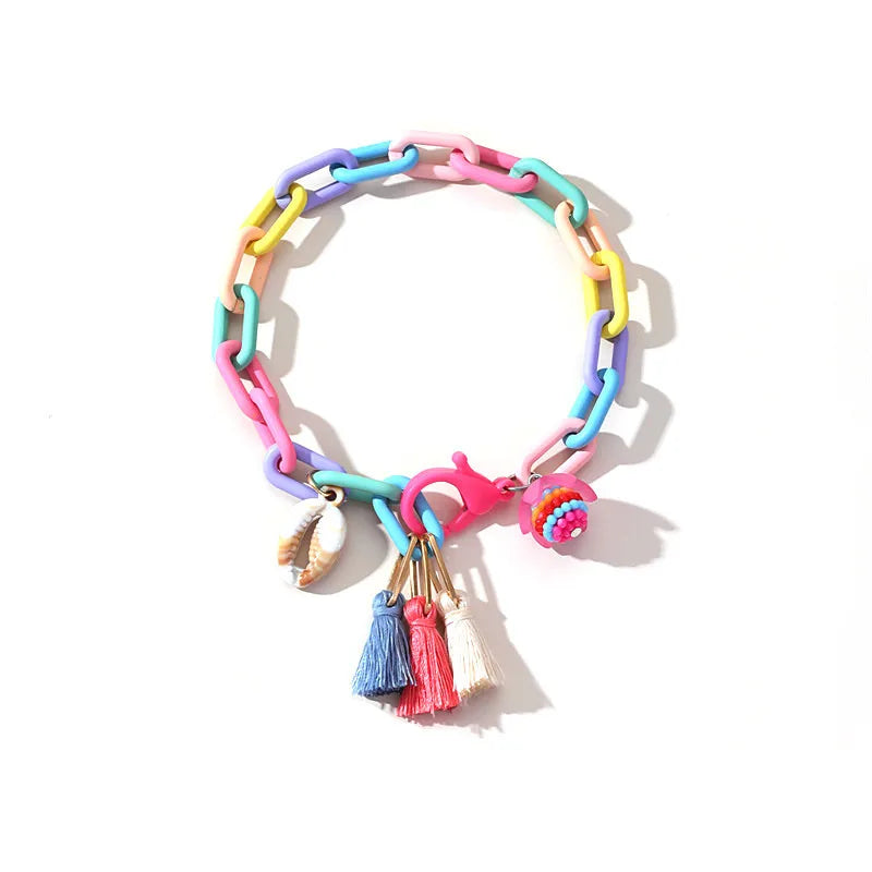 neon links & charms anklet