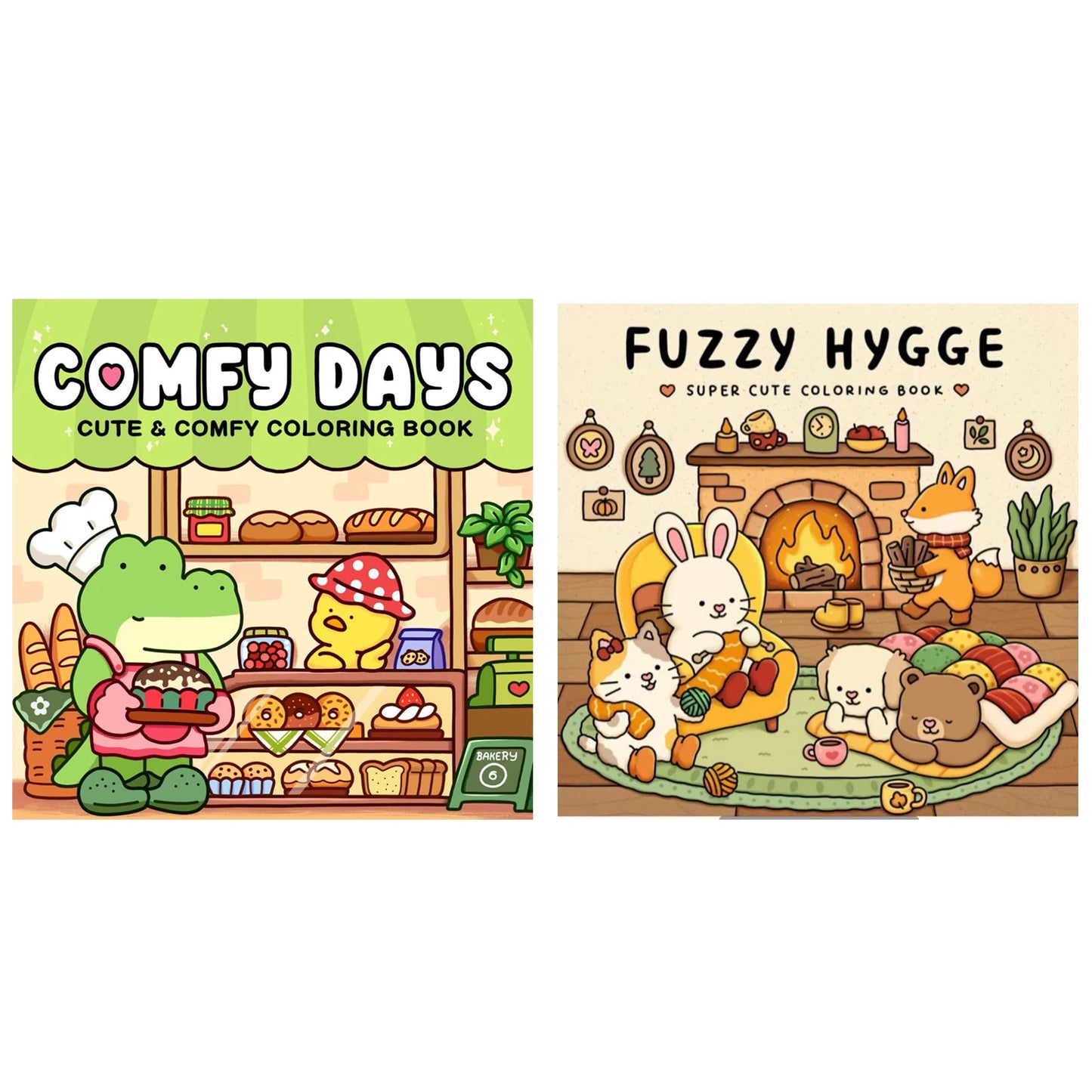 coloring book collection: cozy, adorable spaces with bold thick lines