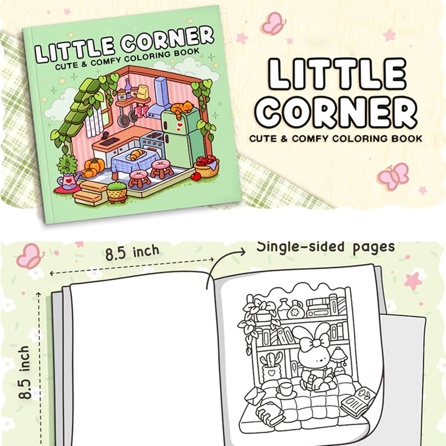 coloring book collection: cozy, adorable spaces with bold thick lines