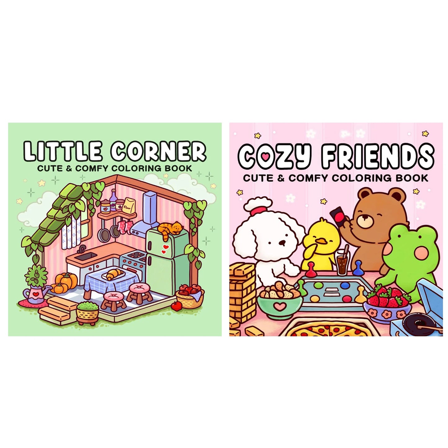 coloring book collection: cozy, adorable spaces with bold thick lines