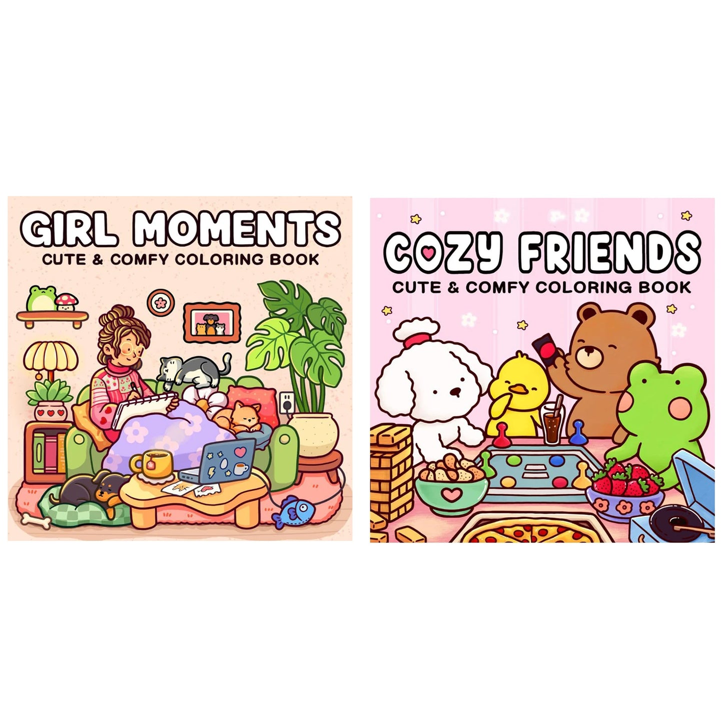 coloring book collection: cozy, adorable spaces with bold thick lines