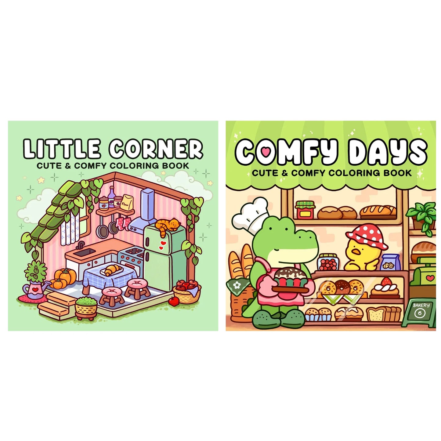 coloring book collection: cozy, adorable spaces with bold thick lines