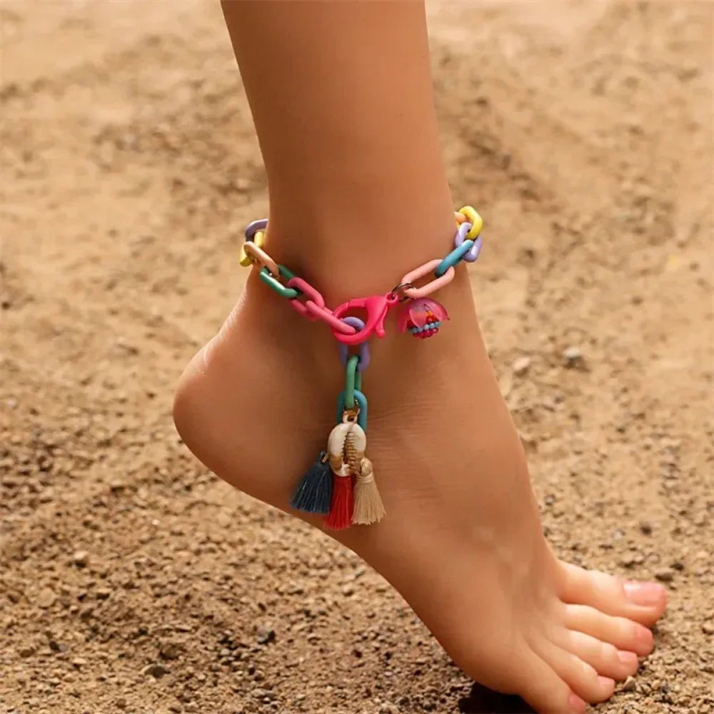 neon links & charms anklet