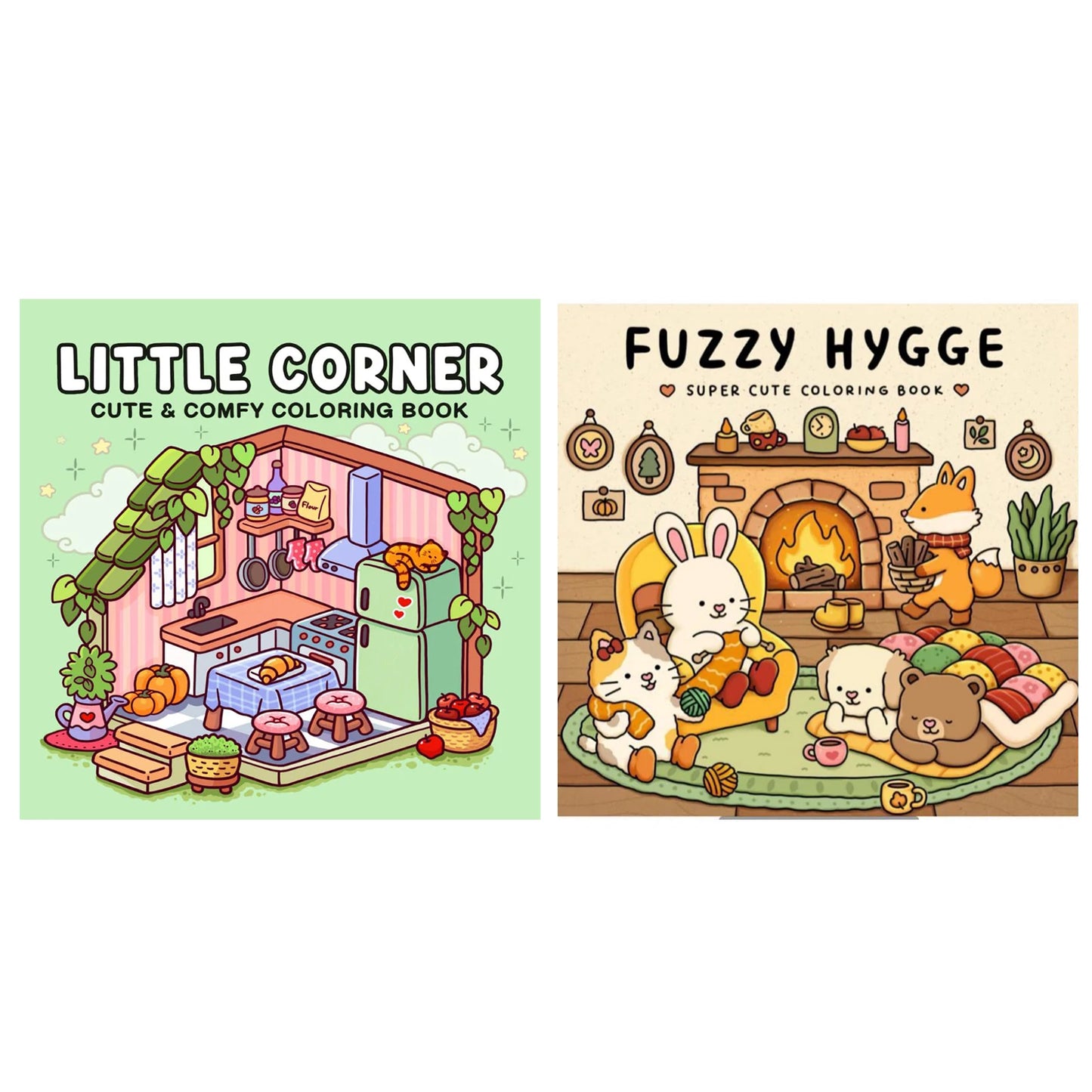 coloring book collection: cozy, adorable spaces with bold thick lines