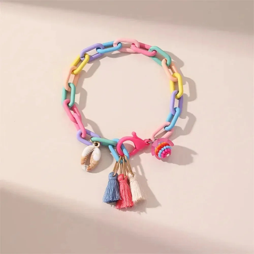 neon links & charms anklet