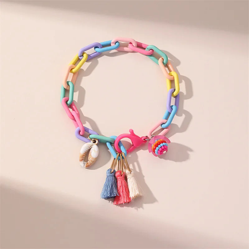 neon links & charms anklet