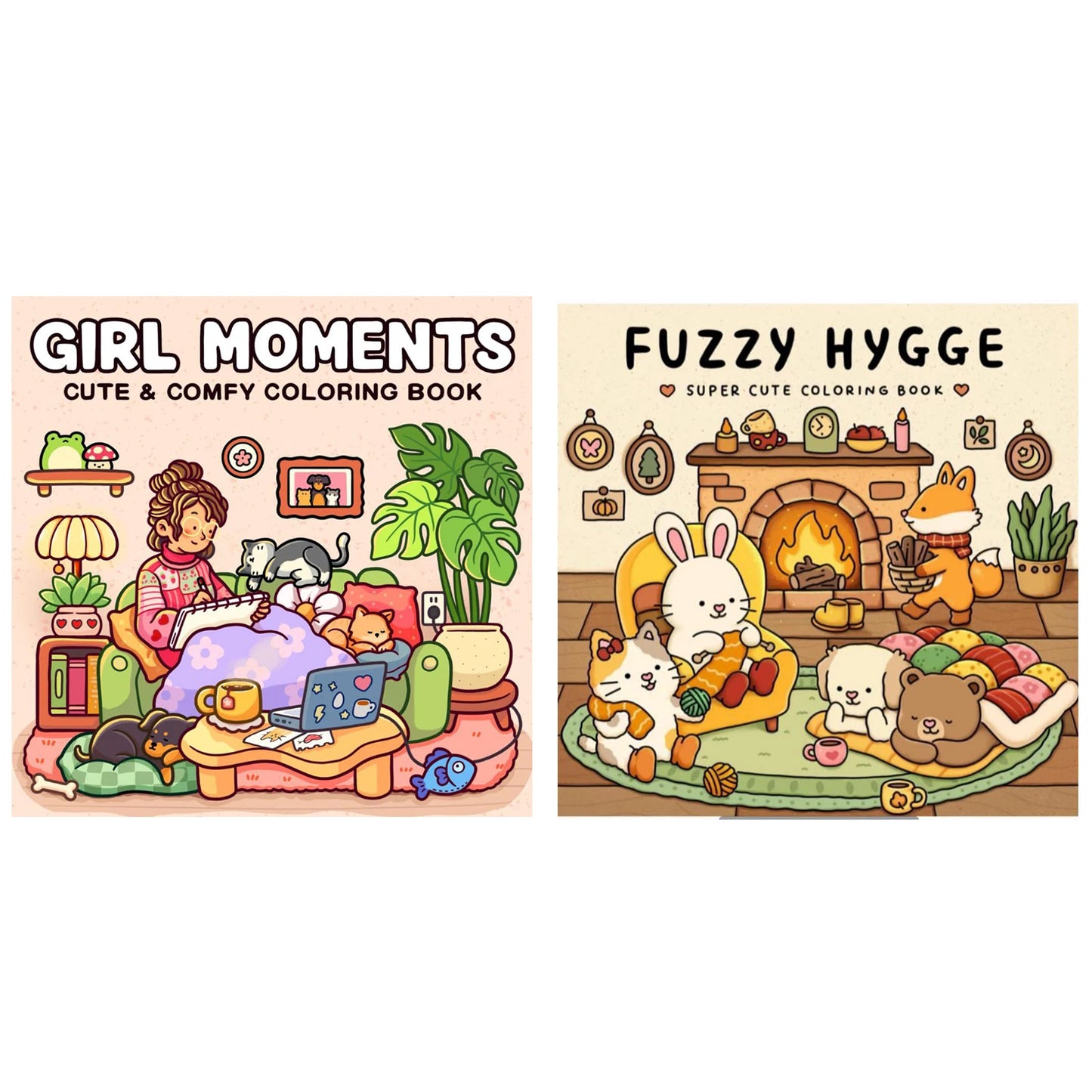 coloring book collection: cozy, adorable spaces with bold thick lines