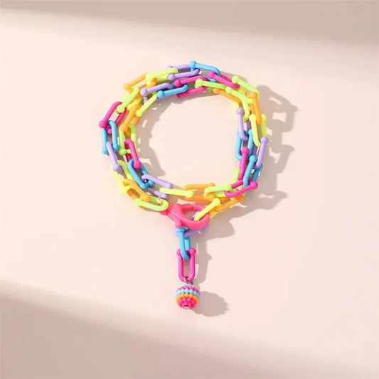 neon links & charms anklet